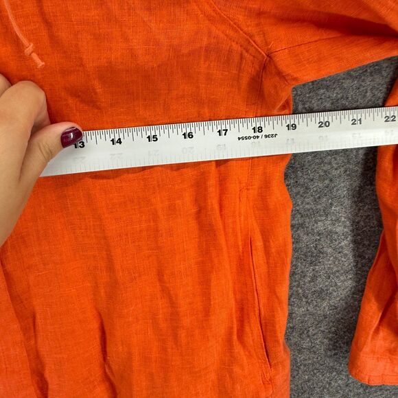 Harve Benard Jacket Women 12 Orange Full Zip Hooded Long Sleeve Linen Pockets - Picture 4 of 6